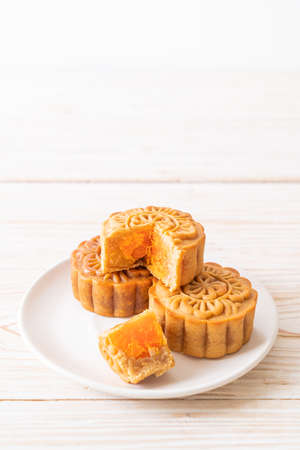 Chinese moon cake durian and egg yolk flavour for Mid-Autumn Festival