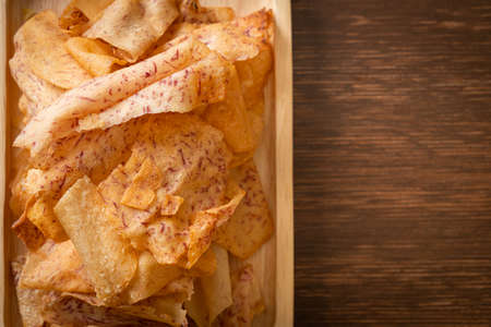 Crispy Taro Chips - fried or baked sliced taro