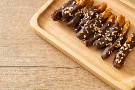 solar sun dried banana chocolate coating or banana dipped chocolate