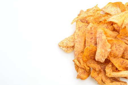 taro chips isolated on white backgroundの写真素材
