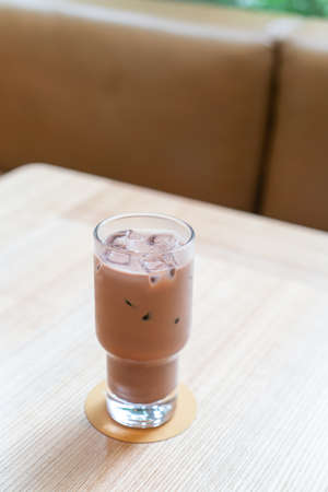 iced dark chocolate glass in coffee shop cafe and restaurant