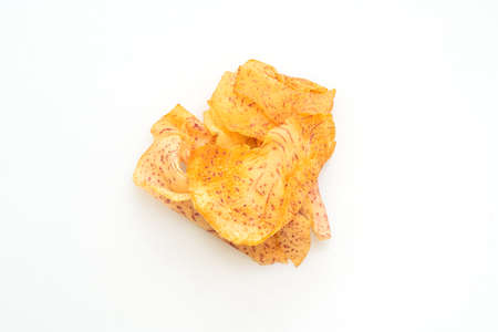 taro chips isolated on white background