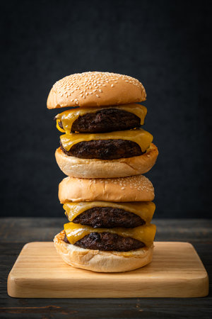 hamburger or beef burgers with cheese - unhealthy food style