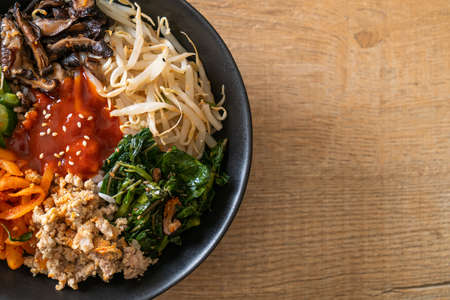 Bibimbap, Korean spicy salad with rice bowl - traditionally Korean food styleの写真素材