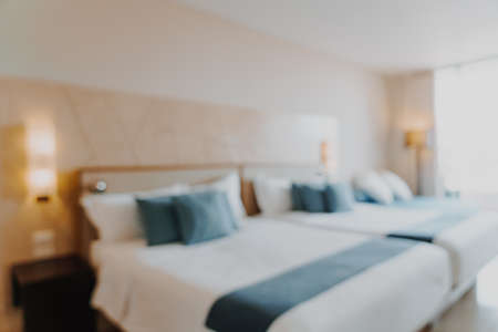 abstract blur and defocused bedroom interior for backgroundの写真素材