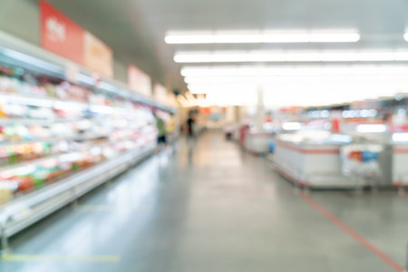 abstract blur and defocused supermarket for backgroundの写真素材