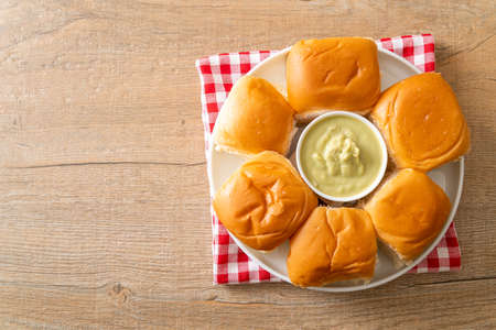 Bread with Thai Pandan Custard  on plate