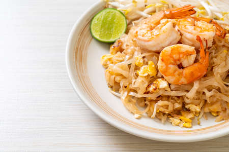 stir-fried noodles with shrimp and sprouts or Pad Thai - Asian food styleの写真素材