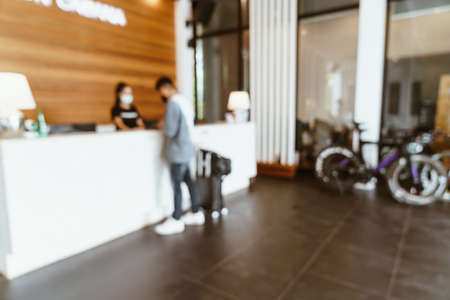 abstract blur hotel lobby for backgroundの写真素材