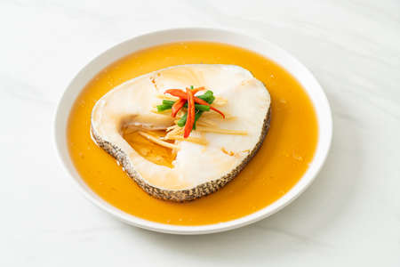 Steamed Cod Fish with Soy Sauce or Steamed Snow Fish or Chilean See Bass with Soy Sauce