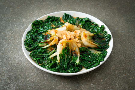 baby Chinese cabbage with oyster sauce and garlic - Asian food styleの写真素材