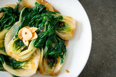 baby Chinese cabbage with oyster sauce and garlic - Asian food styleの写真素材