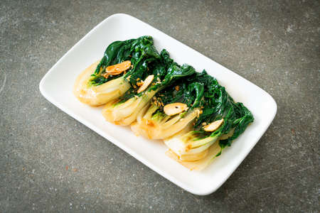 baby Chinese cabbage with oyster sauce and garlic - Asian food styleの写真素材