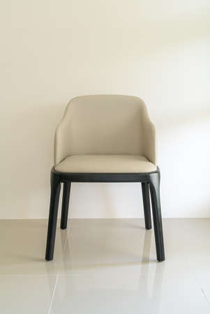 leather dining seat chair with wallの写真素材