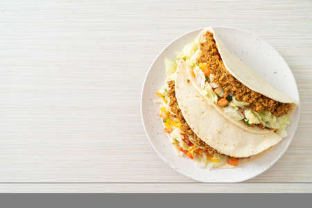 Mexican tacos with minced chicken - Mexican traditional cuisine
