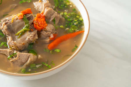 Spicy Chopped Pork Backbone Soup or Spicy Leng Soup - Asian food styleの写真素材