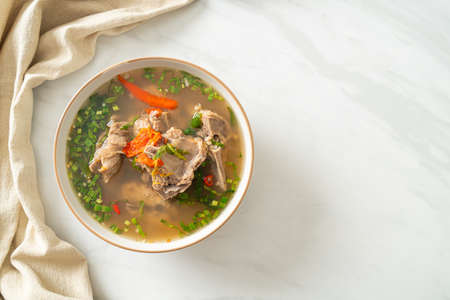 Spicy Chopped Pork Backbone Soup or Spicy Leng Soup - Asian food styleの写真素材