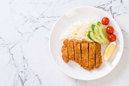 Japanese deep fried pork cutlet (tonkatsu set) - Japanese food styleの写真素材