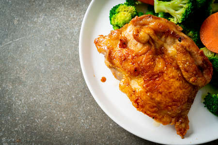 teriyaki chicken steak with broccoli and carrot