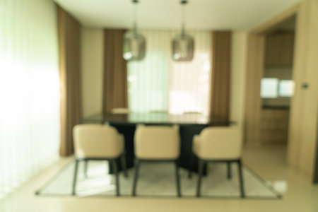 abstract blur dining table at home for backgroundの写真素材