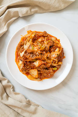 stir-fried pork with Korean spicy paste and kimchi - Korean food styleの写真素材