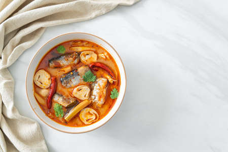Tom Yum canned mackerel in spicy soup - Asian food style