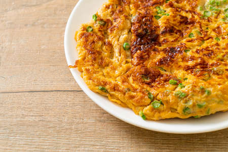 omelet with long beans or cow-pea - homemade food style