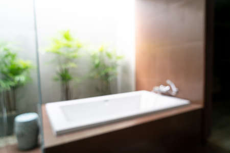 Abstract blur beautiful luxury hotel bathroom interior for backgroundの写真素材