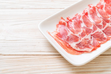 fresh sliced collar pork rawの写真素材