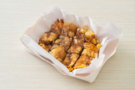 fried roti with egg, banana and chocolate