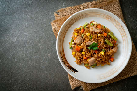 fried rice with pork and vegetableの写真素材