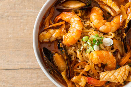 Jjamppong -  Korean Seafood Noodle Soup - Korean food styleの写真素材