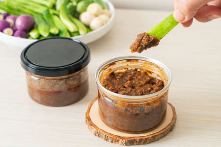 Fermented Fish Chili Paste with Fresh Vegetables - Healthy food styleの写真素材