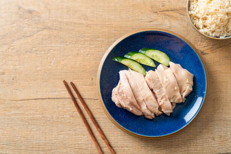 Hainanese chicken rice or rice steamed with chicken soup - Asian food styleの写真素材