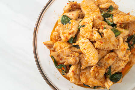 Stir Fried Chicken with Chili Paste or Chilli Paste - Asian food styleの写真素材