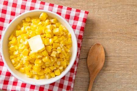 Buttered corn or Sweet corn with butterの写真素材