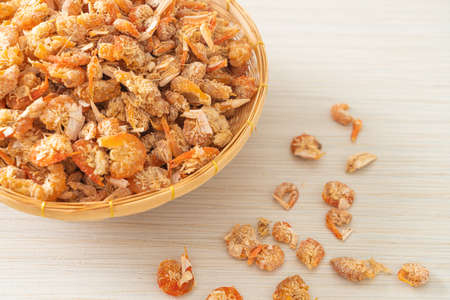 dried shrimps or dried salted prawn in bowl