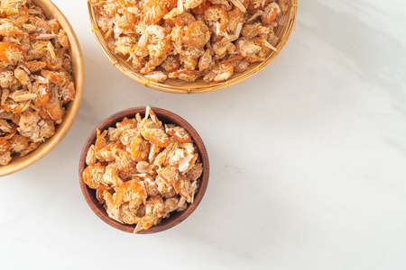 dried shrimps or dried salted prawn in bowl