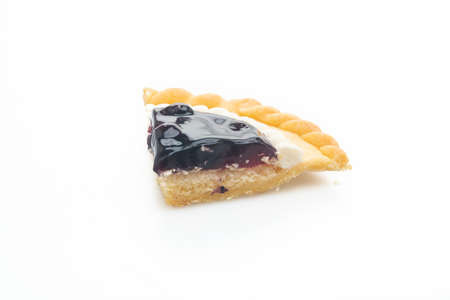 Delicious Blueberry Cheese Pie isolated on white backgroundの写真素材