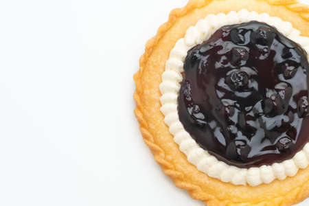 Delicious Blueberry Cheese Pie isolated on white backgroundの写真素材