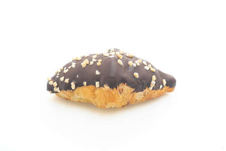croissant with chocolate and nutty isolated on white backgroundの写真素材