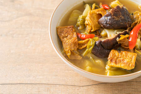 boiled pickled cabbage and bitter gourd soup - Asian and vegan and vegetarian food styleの写真素材