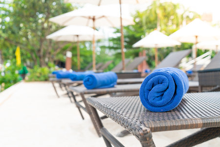 close-up towel on beach chair - travel and vacation conceptの写真素材