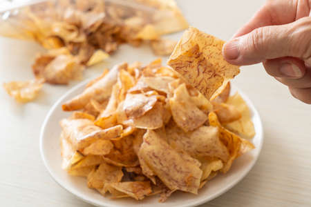 Crispy Sweet Taro Chips - Healthy snackの写真素材