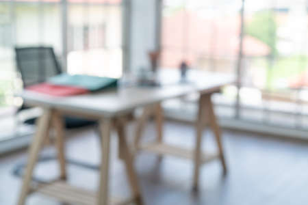 abstract blur and working space at home for backgroundの写真素材