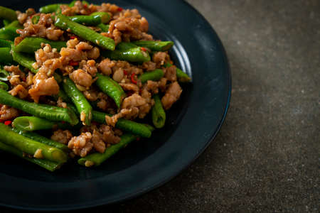 stir-fried french bean or green bean with minced pork - Asian food style