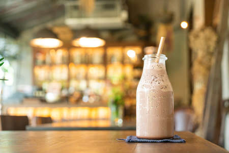 iced chocolate milkshake frappe or blend in coffee shop cafe and restaurant