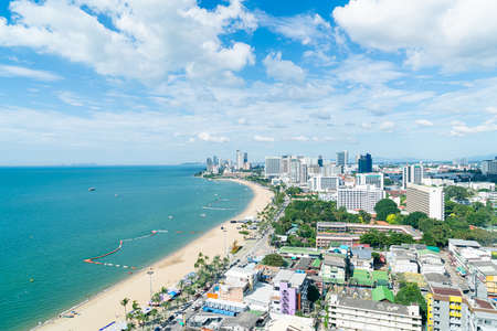 Pattaya Chonburi Thailand - 8 Nov 2021 : Beautiful landscape and cityscape skyline of Pattaya city...