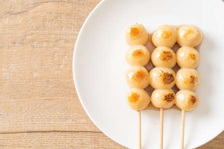 Mitarashi dango. Dumpling in a sweet soy sauce - Japanese traditional styleの写真素材