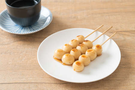 Mitarashi dango. Dumpling in a sweet soy sauce - Japanese traditional styleの写真素材